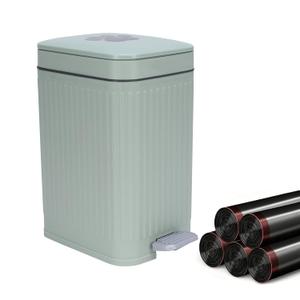 Dog Poop Trash Can Outside with Lid,7L/1.8Gal Outdoor Dog Poop Wast Trash Can Bucket with Step Pedal,Outdoor Pet Waste Container-(Include 75 Waste Bags)-Ideal for Yard,Porch-Sage Green