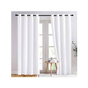 NICETOWN Bedroom Window Blackout Curtain Panel - Thermal Insulated Blackout Drape/Drapery for Loft, Guestroom (White, 2 Panel, 80 x 84 inch) 