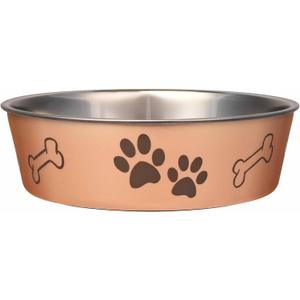 Loving Pets Bella Dog Bowls- Stainless Steel Dog & Cat Bowls - Spill Proof Dog Food Bowl, Cat Bowl, Puppy Essentials & Pet Supplies Great for Home & Travel (Medium 20-35 lbs, Champagne)
