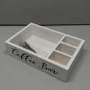 MINCORD Coffee Station Organizer Wooden Coffee Bar Holder Accessories for Countertop, Farmhouse Kcup Pod Storage Basket with Handle - White