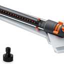 Diivoo Turbo Oscillating Water Sprinkler 17 Nozzles Up to 3800 Sq. Ft, Heavy Duty Metal Base & Built-in Filter, Adjustable Width/Range/Flow Rate, Quick-Connect Hose for Lawn, Garden Yard Grass