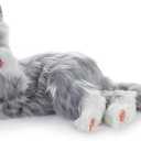 JOY FOR ALL Companion Pet for Seniors - Lifelike Animatronic Cat - Realistic Soft-Touch Fur & Purring - Therapy Stuffed Animal - Toy for Alzheimer's & Dementia - Silver w/White
