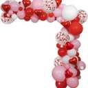 Valentines Red Pink White Party Balloons Arch, 110 PCS Valentines Color 18" 12" 5" Balloons Red Heart Foil Balloons for Girls Bday 1st 2nd 3rd 16th 18th 21st 30th Bridal Shower Bride to Be Decor