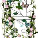 Trellis for Climbing Plants Outdoor-Metal Plant Shelf Indoor - Colorful Butterfly Climbing Plant with Flower Shelf for Indoor,Patio, Lawn, Yard, Backyard, Wall Brackets (Black)