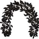 3 Pcs 6FT Christmas Garland Black Glittered Artificial Magnolia Leaves for Mantle Christmas Tree Decorations Indoor Outdoor Hanging Garland Ornaments Garden Door Wall Window Stair Holiday Home Decor