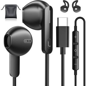 USB C Headphones for iPhone 17 Pro Max Air 15 16 Pro Max Galaxy S25 Ultra Type C Wired Earbuds with Microphone Noise Isolation Stereo in Ear USB C Earphones Wired for Samsung S24 S23 Ultra Android