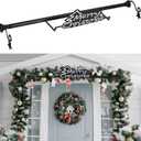 35.5" - 63" Christmas Garland Hanger for Front Door Adjustable Wreath Hanger No Nails or Screws Heavy Duty Black Metal Hook with Christmas Sign for Different Door Holding Wreath Xmas Decor