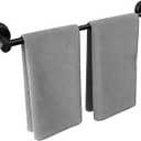 No-Drill Stainless Steel Suction Cup Towel Bar, Adjustable 14.624 Inch Bathroom Towel Rack for Glass Shower Door & Tile Wall, Heavy Duty Wall Mounted Towel Holder(Matte Black)