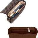 Zipper Softened Felt Purse Organizer Insert for Baguette, Tote, Longchamp Handbags Small Purse Organizer Insert Lightweight Bag Organizer with Multiple Pockets (Small, Coffee)