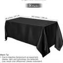 TURSTIN 8 Packs Black Satin Tablecloth 102 x 58 Inch Overlay Satin Table Cover Rectangle Bright Silk Tablecloth Smooth Fabric Table Decoration for Wedding Banquet Party Events