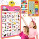 Interactive Alphabet Wall Chart, Talking ABC, 123s, Music Poster, Kids Learning Toys for Toddlers 1-3, Electronic Educational Toddler Toy, Educational Gift for Age 1 2 3 4 5 Year Old Girls Boys - Pink