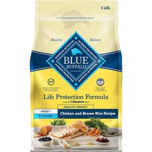 Blue Buffalo Life Protection Formula Healthy Weight Adult Dry Dog Food, Supports an Ideal Weight, Made with Natural Ingredients, Chicken & Brown Rice Recipe, 5-lb Bag (5 Pound (Pack of 1))