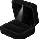 Velvet Ring Box with LED Light Jewelry Display Gift Box for Proposal,Engagement, Wedding