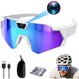 4K HD Baseball Sunglasses with Camera, Outdoor Activity Recording Audio Video Action Smart Glass for Men Women Action Sports for Cycling Hiking (No Memory Card)