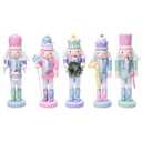 OEUVI 5PCS Christmas Decorations Nutcracker Ornament, 5 inch Wooden Soldier Decor Xmas Tree Hanging Nutcracker Soldier Set for Tree Table Decor Gifts