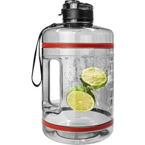 1 Gallon Water Bottle, Water Jug with Motivational Time Marker & Strap & Handle, Large-Capacity leakproof water bottles for Travel Sport Gym Outdoor Clear