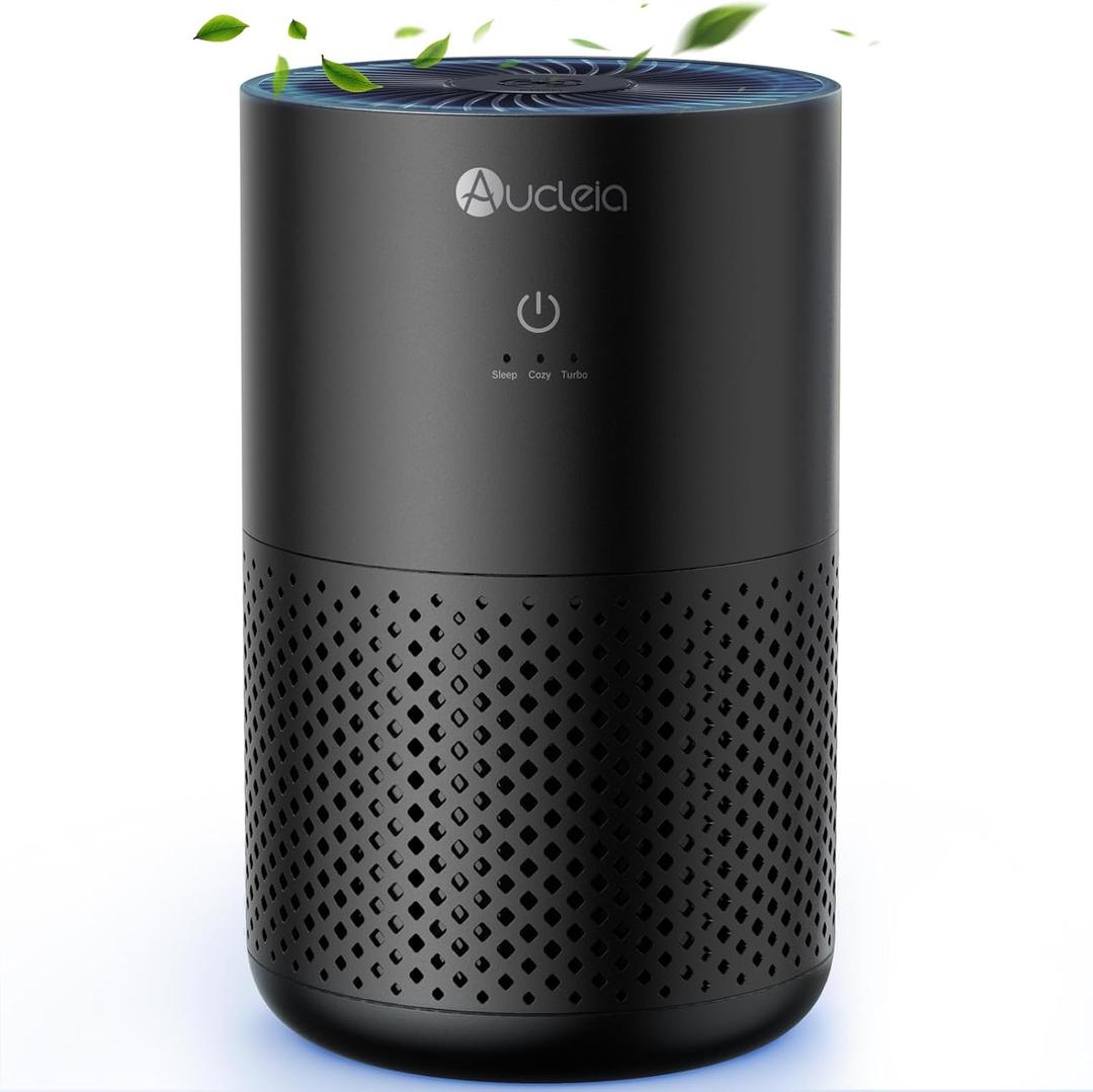 Air Purifiers for Bedroom up to 588 Ft, 20dB Bedroom Air Purifier for Small Room Removes Dust Pets Hair Smoke Odor with Aromatherapy Function(Black) (Standard Size)