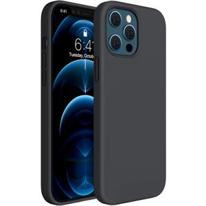 Miracase Compatible with iPhone 12 Pro Max Case, [Soft Anti-Scratch Microfiber Lining], Liquid Silicone Case Gel Rubber Shockproof Drop Protection Phone Case for 12 Pro Max, Black