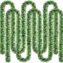 Geosar 98 Feet Christmas Tinsel Garland Artificial Pine Holiday Soft Greenery Garland for Xmas Tree Garden Wedding Party Supplies Ceiling Stair Fireplace Decoration Indoor Outdoor(Green Frost Tip)