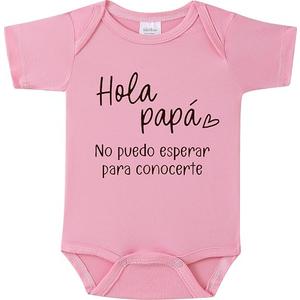 BIBIBLISSBABY Hola Papá Baby Announcement Onesie,Funny Spanish Pregnancy Announcement Infant Bodysuit for Grandparents to be,Baby Coming Soon Shower Reveal Idea Gift (Blush), XS