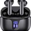 Wireless Earbuds Bluetooth 5.3 Headphones HiFi Stereo Deep Bass Ear Buds 68H Long Playtime Earphones with LED Display Charging Case IPX7 Waterproof for Phones Tablets Laptops Sports Black
