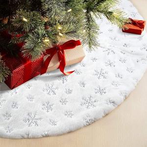 Silver Sequin Christmas Tree Skirt 36 Inch, Winter Christmas Tree Mat for Home Party Holiday Indoor and Outdoor Decoration
