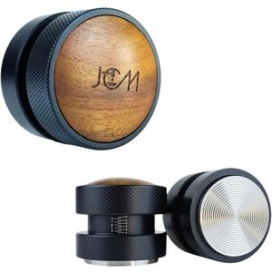 53mm Espresso Tamper, Tamping Tool, Aluminum Alloy, Stainless Steel with Premium Walnut Wood Cap Gravitational Force, Adjustable Height for 54mm Portafilters, Espresso Coffee Accessories