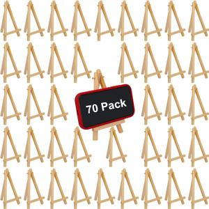70 Pack 6.3" Mini Wooden Easel for Painting, A-Frame Tabletop Art Display Easel, for Craft Projects, Weddings, Parties, Versatile Canvas Holder for Small Canvases, Business Cards, Signs, Photos