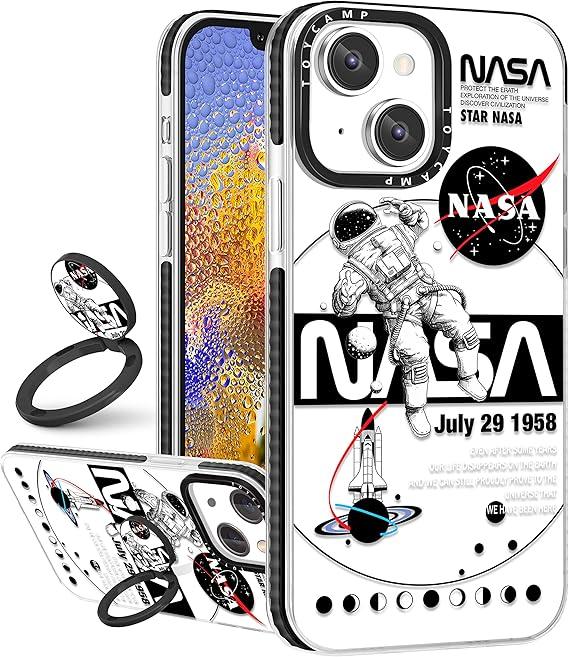 Toycamp for iPhone 15 Pro Max Case with Ring Holder, Astronaut Space Cute Cartoon Cosmonaut Designed Fun Shockproof Protective Designer Phone Cases for iPhone 15 Promax for Women Girls Boys Teens Kids