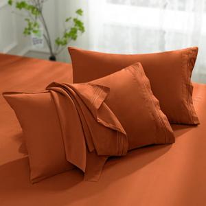 Aormenzy Microfiber Pillow Cases - Queen Size Set of 2-1800 Thread Count Ultra Soft Rust Pillowcases - Wrinkle Resistant Pillow Covers with Envelope Closure - 20" x 30"
