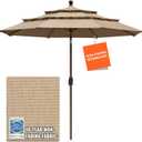 EliteShade USA 10-Year-Non-Fading 9Ft 3 Tiers Market Umbrella Patio Umbrella Outdoor Table Umbrella with Ventilation, Heather Beige