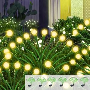 ZGWJ Solar Garden Lights Outdoor, 6 Pack 60 LED Solar Swaying Lights with Leaves, Waterproof Solar Firefly Lights for Patio Pathway Outdoor Decoration Warm White