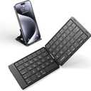 Samsers Foldable Bluetooth Keyboard, Portable Wireless Folding Keyboards for Travel, Support Up to 3 Devices for iPad, iPhone, MacBook, Android, Windows Laptop Tablet PC - Black