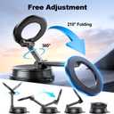Black Magnetic Phone Holder for Car, Vacuum Suction & 3000gf Magnet, 360 Adjustable Dashboard Mount, Compatible with iPhone & Android