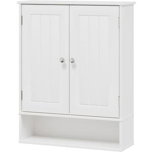 Bathroom Cabinet - Over The Toilet Storage Cabinet White Medicine Cabinet, Bathroom Wall Cabinet with 2 Doors and Adjustable Shelves, Small Wall Mounted Cabinet for Bathroom, Kitchen, Laundry (21.6" x 4.7" x 27.1")