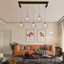 Black Pendant Light, 40W Dimmable LED Modern Chandelier with Spotlights, 5-Ring Adjustable Hanging LED Pendant Light Fixture Chandelier Lighting for Dining Living Room Kitchen Island, 39IN