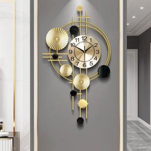 Large Wall Clocks for Living Room,Silent Non Ticking,Battery Operated Oversized Round Modern Wall Clock for Bedroom,Farmhouse,Office Wall Decor-17.8x30.7Inch(Golden)