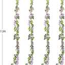 Lvydec Wisteria Artificial Flowers Garland, 4 Pcs Total 28.8ft Artificial Wisteria Vine Silk Hanging Flower for Home Garden Outdoor Ceremony Wedding Arch Floral Decor (Light Purple)