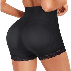 AOSBOEI Women Butt Lifter Panties Padded Shapewear Hip Enhancer Pads Shorts Seamless Underwear Tummy Control Boyshorts (Small, Black)