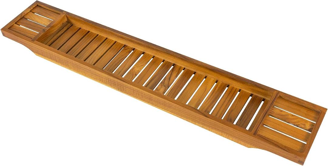 VaeFae Non-Expandable Teak Bathtub Tray, 33.86" x 5.98" x 1.77"
Bath Tub Wood Table for Tub, Wood Bath Table for Reading, Wine, Spa Gift for Women, Wooden Bathroom tray