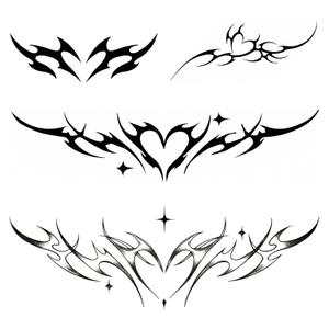 Y2K Neotribal Heart Cybersigil Tattoos  Tribal Tramp Stamp Temporary Tattoos for Women, 4 Designs for Neck, Arm, Chest & Lower Back