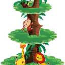 Safari Birthday Decorations 3 Tier Jungle Baby Shower Cupcake Stand Wild One Birthday Table Decor for Boys Lion Party Safari Zoo Party Favor Supplies