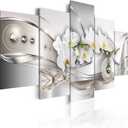 Vibrant Flower Pearl Orchids Canvas Wall Art Modern Decor 5 Pieces Print Painting White Floral HD Picture Bedroom Living Room Framed Ready to Hang