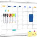 Dry Erase Calendar Whiteboard for Wall, 24" x 18" Magnetic Monthly White Board Calendar Dry Erase, Wall Hanging Aluminum Frame with Tray for Home, School, Office