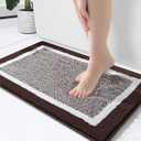 OLANLY Bathroom Rugs 24x16, Extra Soft and Absorbent Microfiber Bath Mat, Non-Slip, Machine Washable, Quick Dry Shaggy Bath Carpet, Suitable for Bathroom Floor, Tub, Shower (Small, Brown)