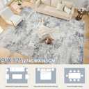 DMOYEST 9x12 Area Rug for Living Room:Washable Modern Neutral Abstract Rug with Low Pile Non Slip Soft Thin Large Indoor Carpet for Bedroom Dining Room Home Office Decor - Grey Blue