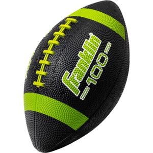 Franklin Sports Kids Junior Grip-Rite Youth Junior Size Rubber Footballs - Peewee Kids Durable Outdoor Footballs - Single (Black/Optic)