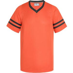 Pullonsy American Football Jerseys for Men Unisex Replica Plain Workout Sport Game Shirts Casual Outwear (Black Stripe-orange Jersey), XL