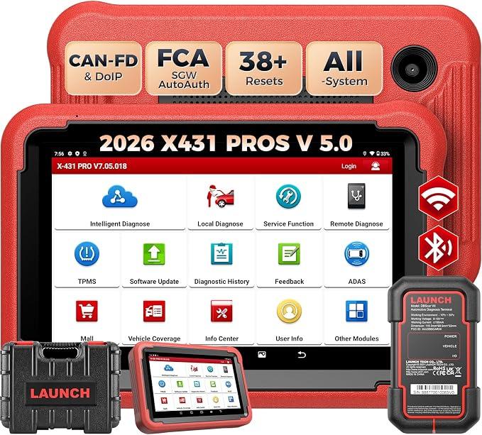Launch X431 PROS V5.0 2026 Bluetooth Bidirectional Scan Tool with ECU Code
2 Yrs Update, CANFD DOIP OBD2 Scanner, FCA SGW, 38+ Reset for All System Car Diagnostic, Upgraded of PROS Elite, Same as V+