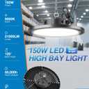 ELEKICO Super Bright 21000lm 5000k 150w 10 Pack UFO Led High Bay Shop Lights with 5'Cable 3-Pin Plug Hook Safe Rope for Garage Factory Warehouse Workshop Barn